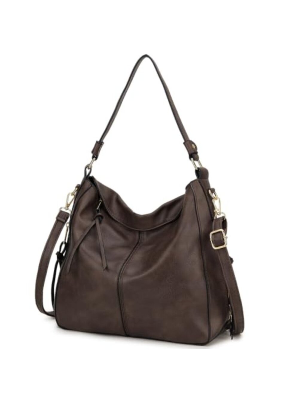 Hobo Shoulder Bag Faux Leather Tassel Detachable Strap Ladies Purse Handbag